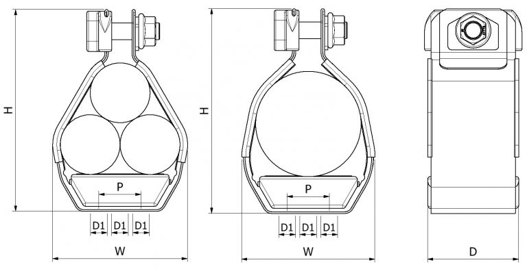 Vulcan+ Cable Cleats VRT+ Dimension Drawing